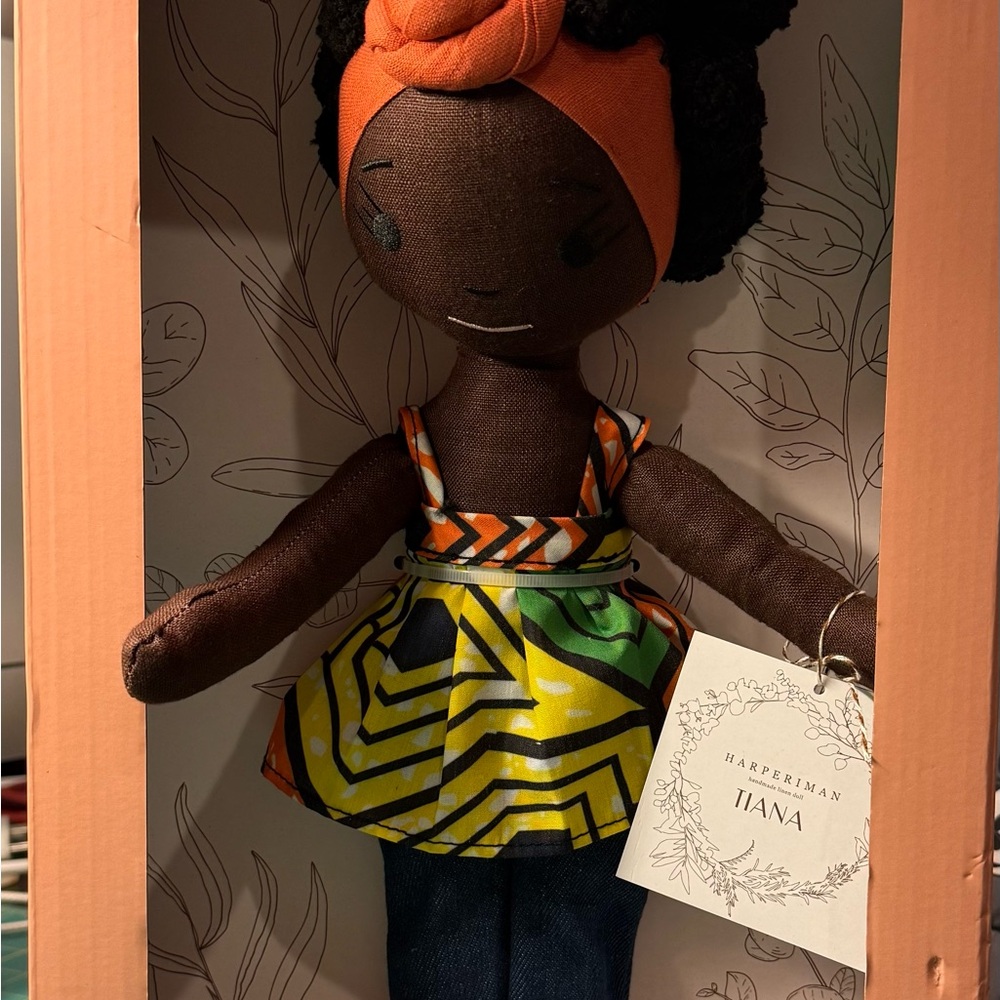 Colorful HARPERIMAN Fabric Doll with Orange Headwrap